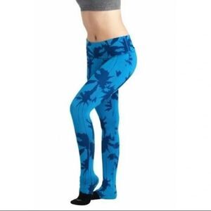 Pure Barre Gemini Tight Legging Pant Palm Tree Blue Spilts59 Size S